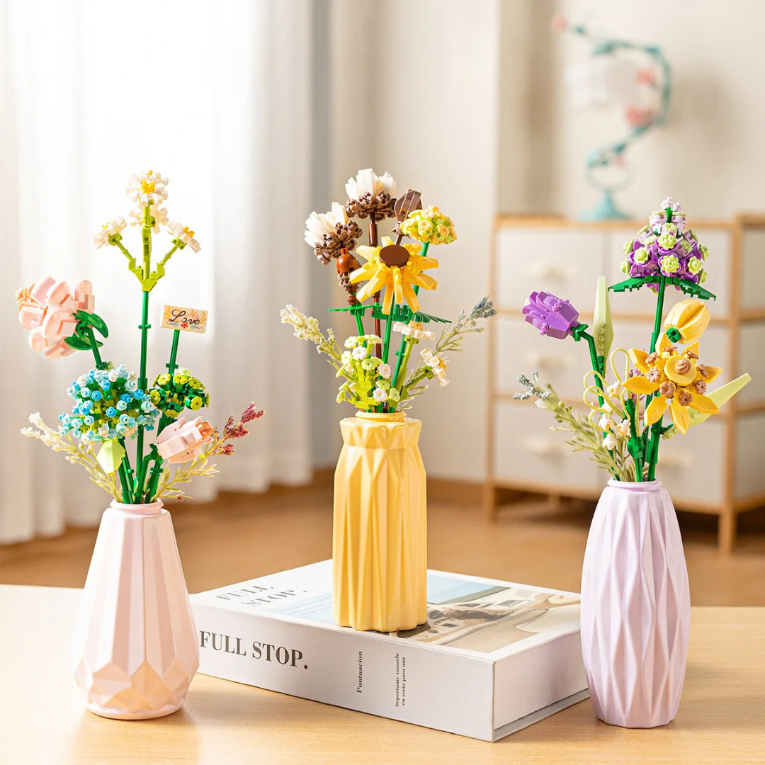 Building Blocks Flower Bouquet with Vase