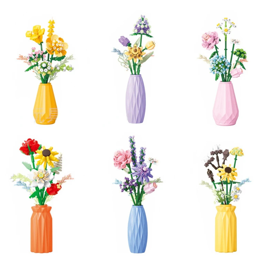 Building Blocks Flower Bouquet with Vase