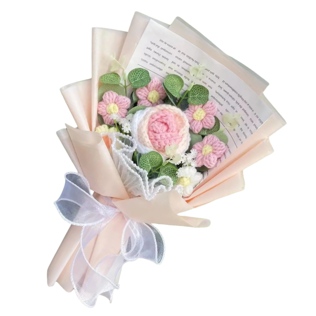 7 Flowers Knitted Crochet Bouquet