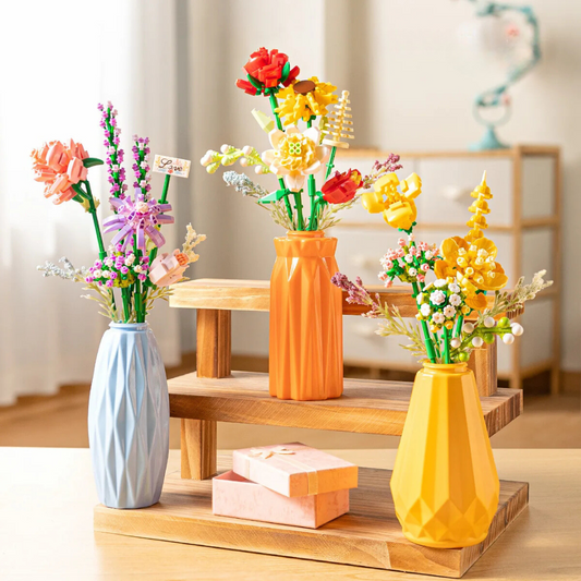 Building Blocks Flower Bouquet with Vase